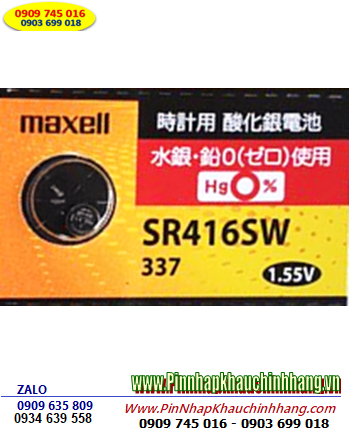 Maxell SR416SW _Pin 337; Pin đồng hồ Maxell SR416SW 337 silver oxide 1.55V _Made in Japan